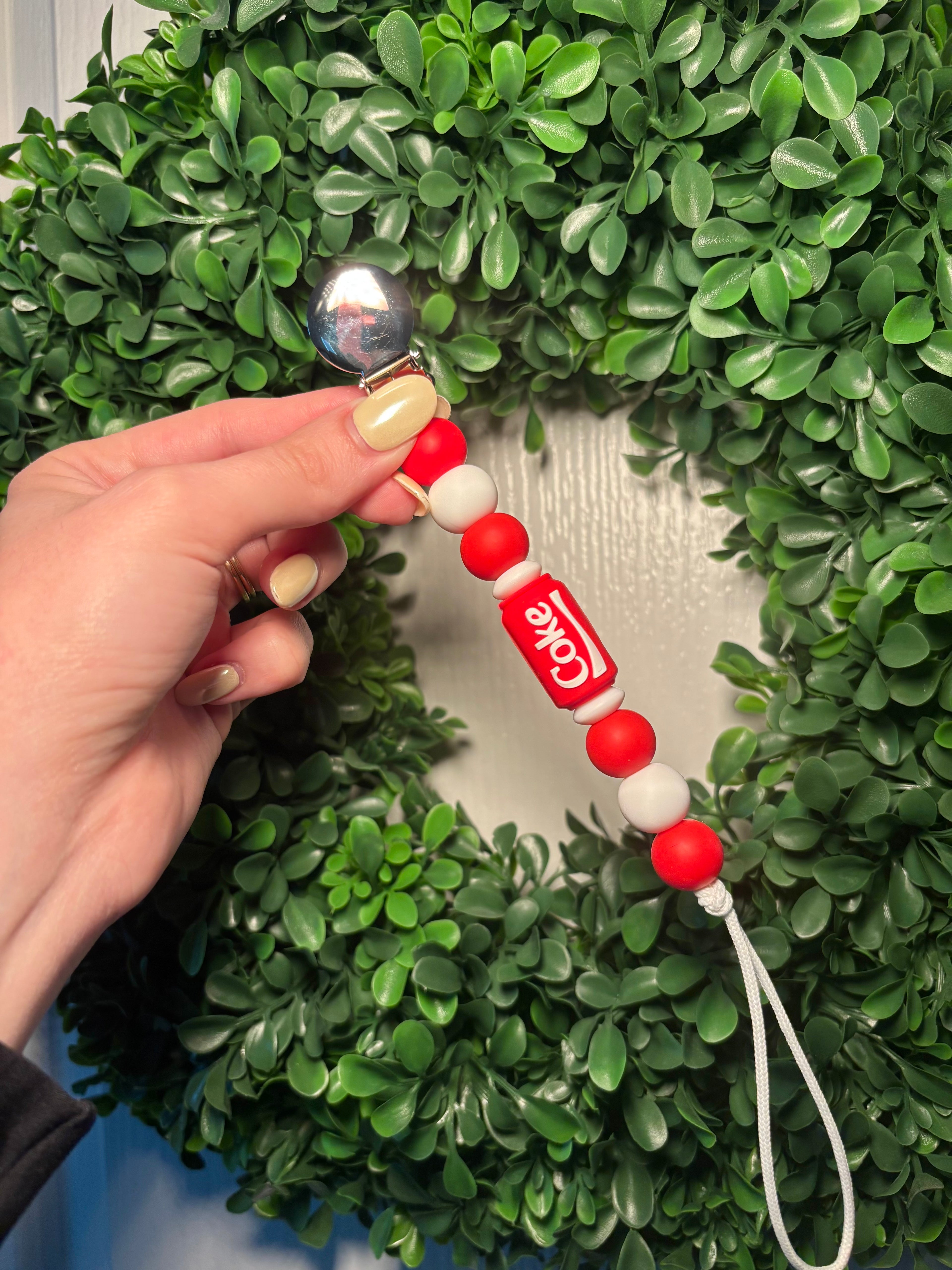 Red Drink Paci Teething Clip