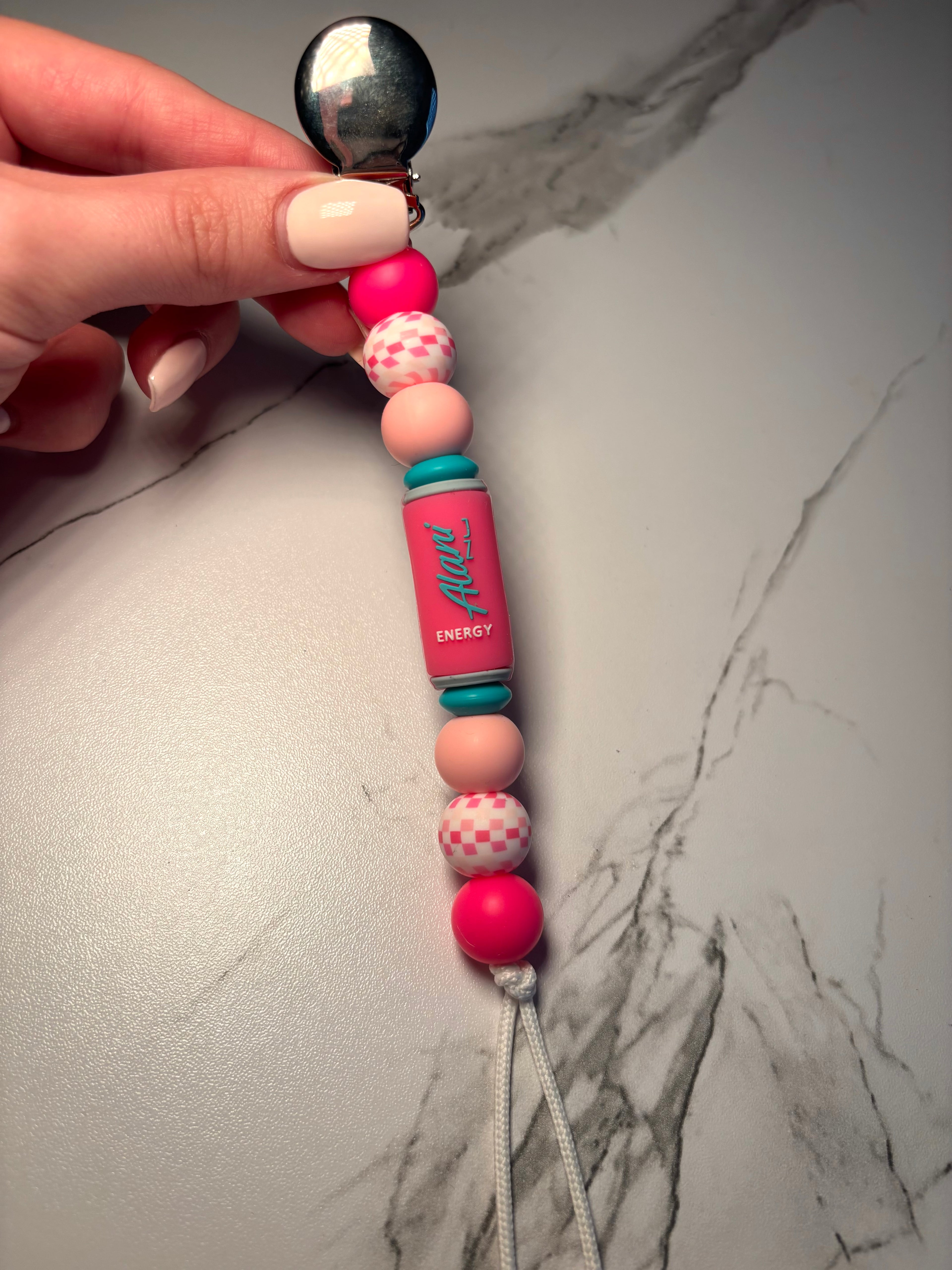 Pink Drink Paci Teething Clip