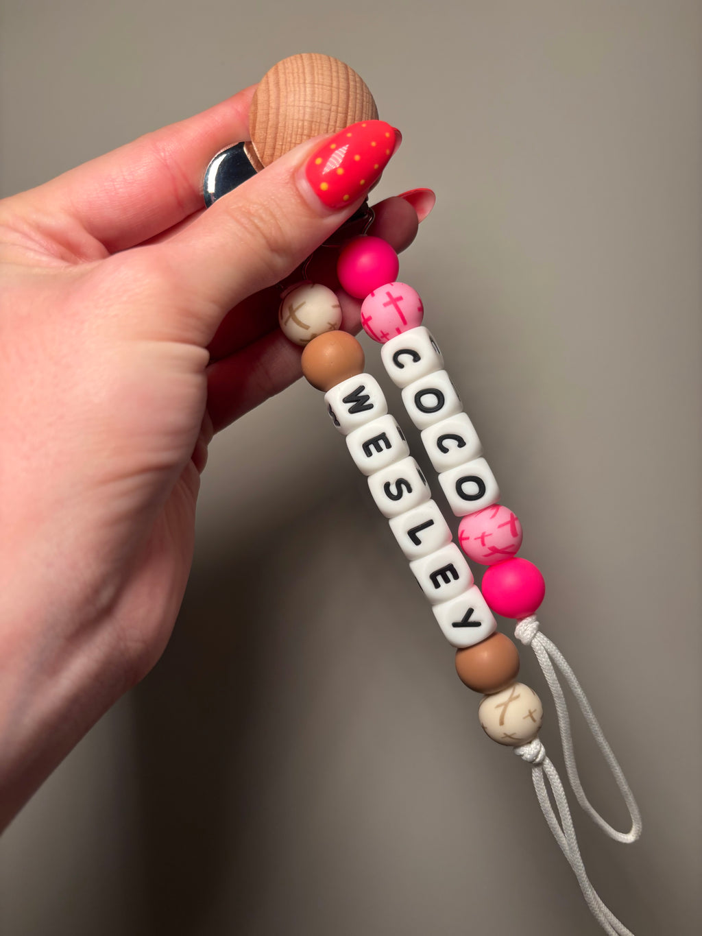 Custom Name Cross Paci Teething Clip