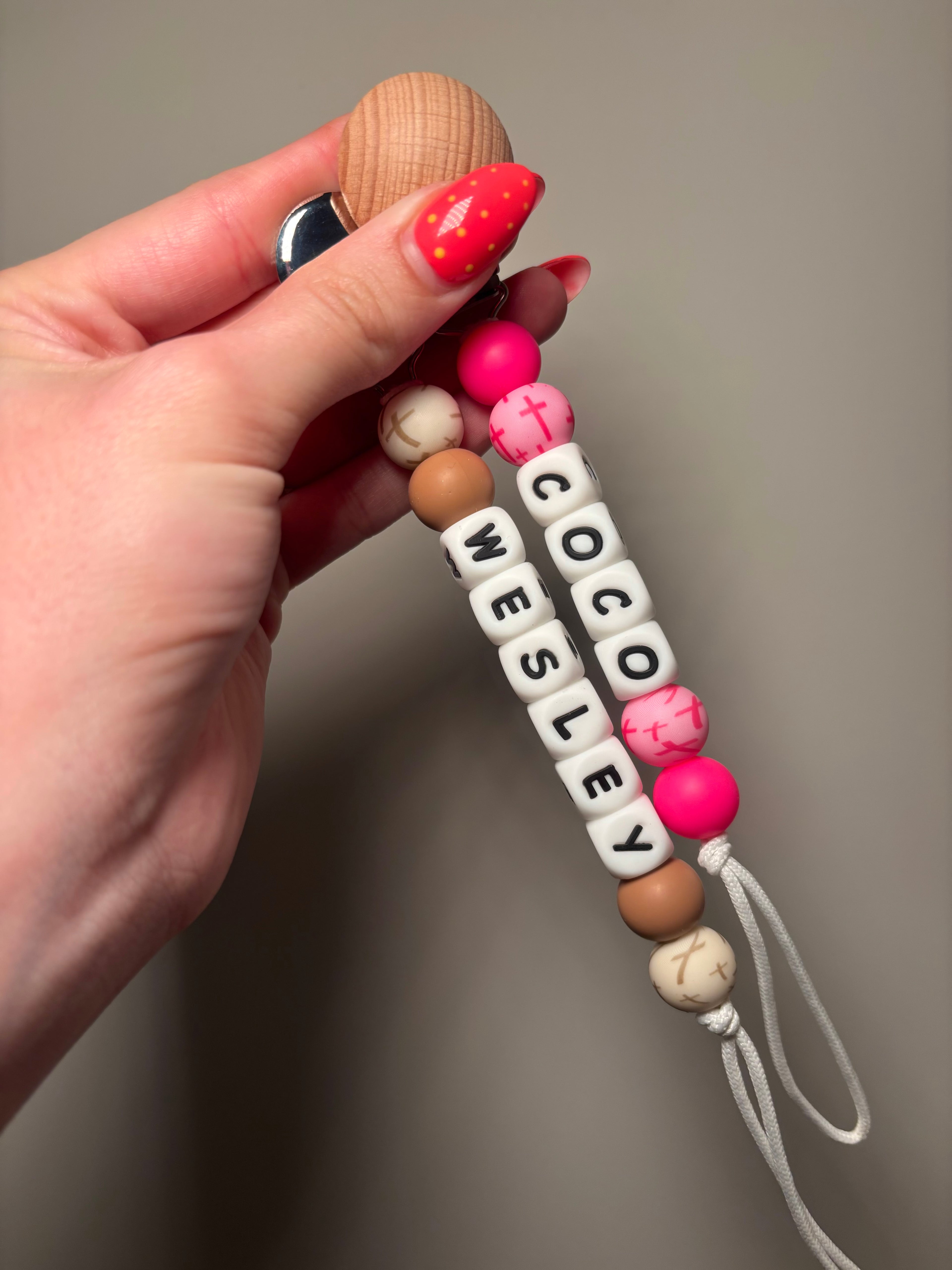 Custom Name Cross Paci Teething Clip