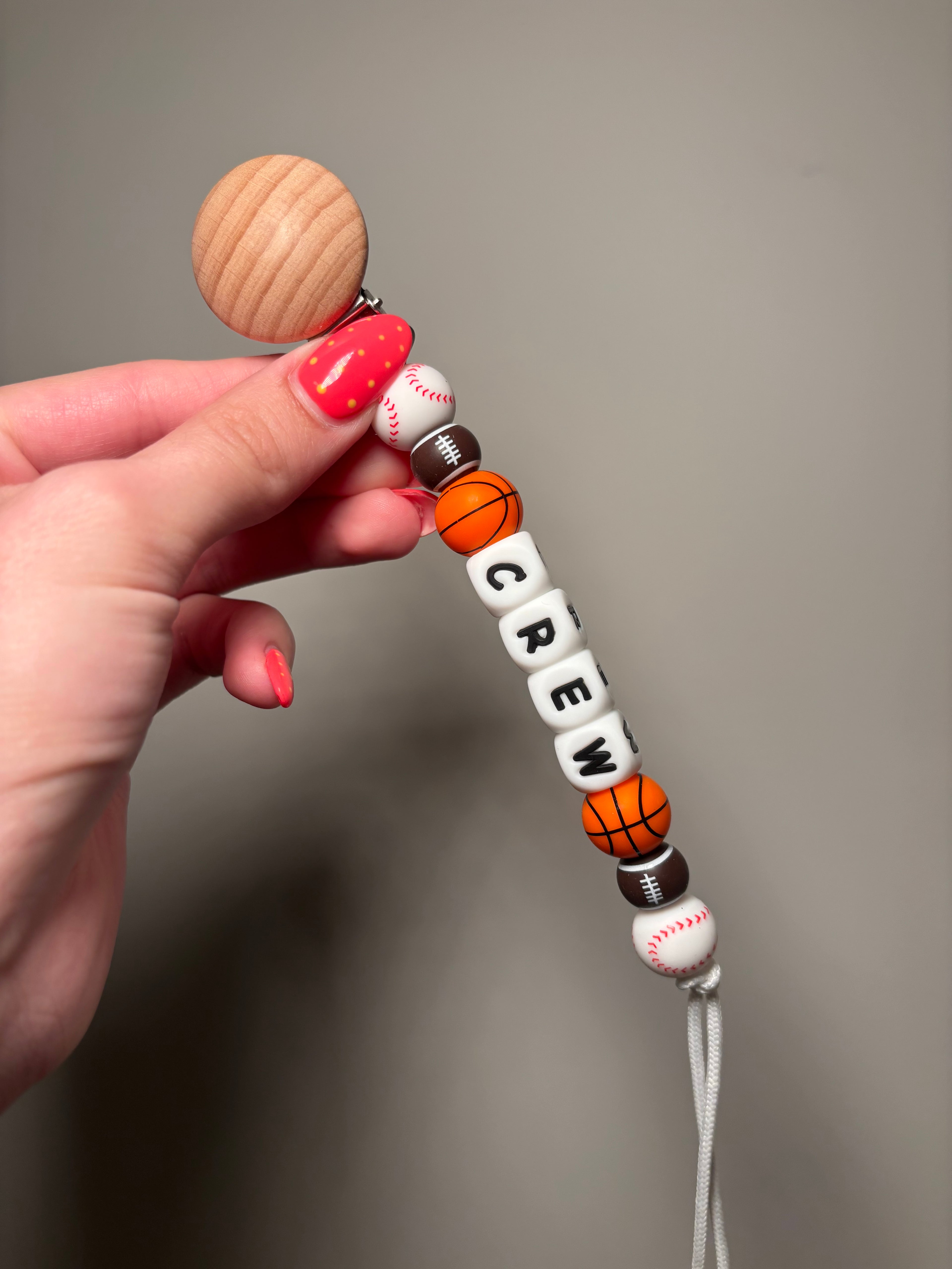 Custom Name Sports Paci Teething Clip