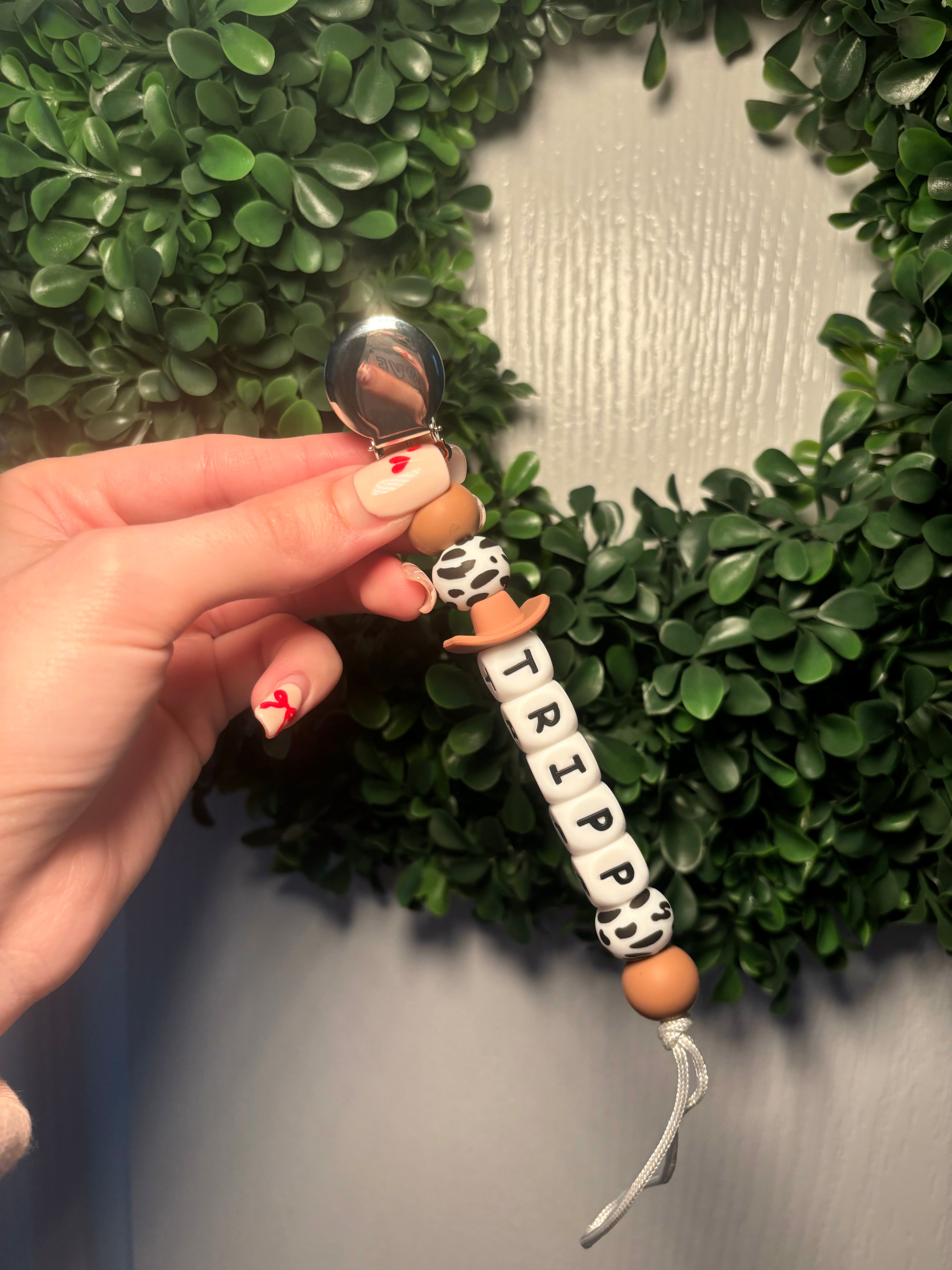 Custom Name Cowboy Hat Paci Teething Clip