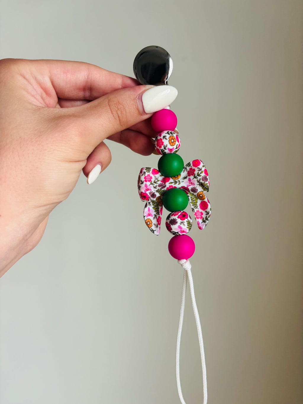 Floral Bow Paci Teething Clip
