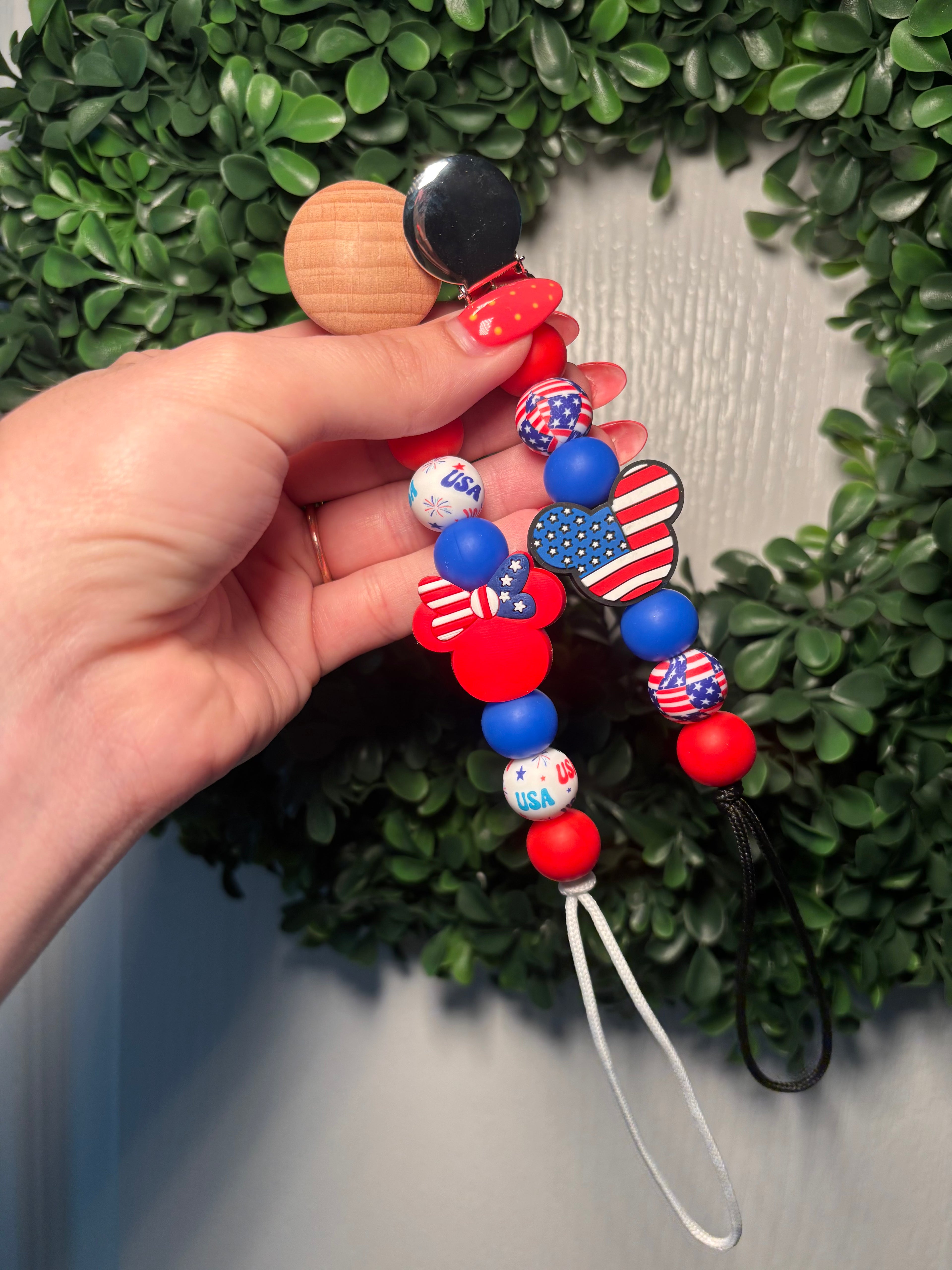 Patriotic Mouse Paci Teething Clip