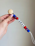 Custom name patriotic Paci Teething Clip