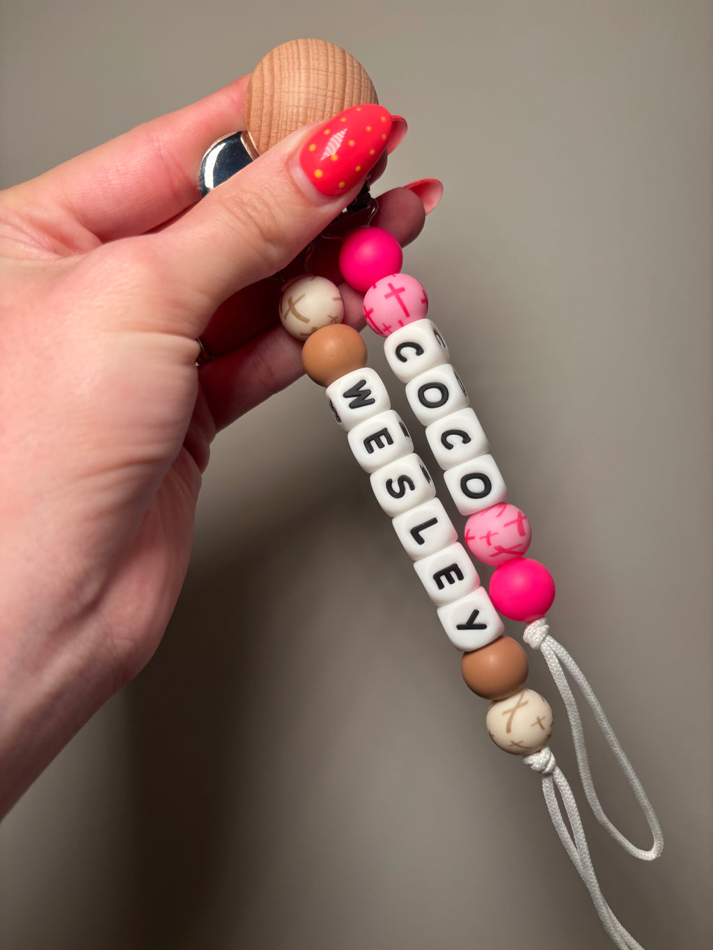 Custom Name Cross Paci Teething Clip