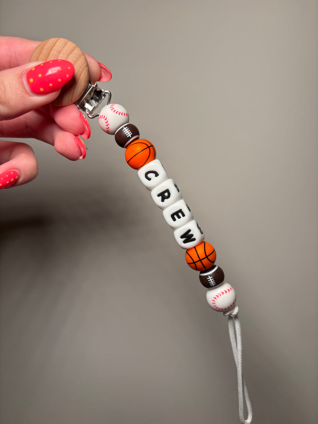 Custom Name Sports Paci Teething Clip