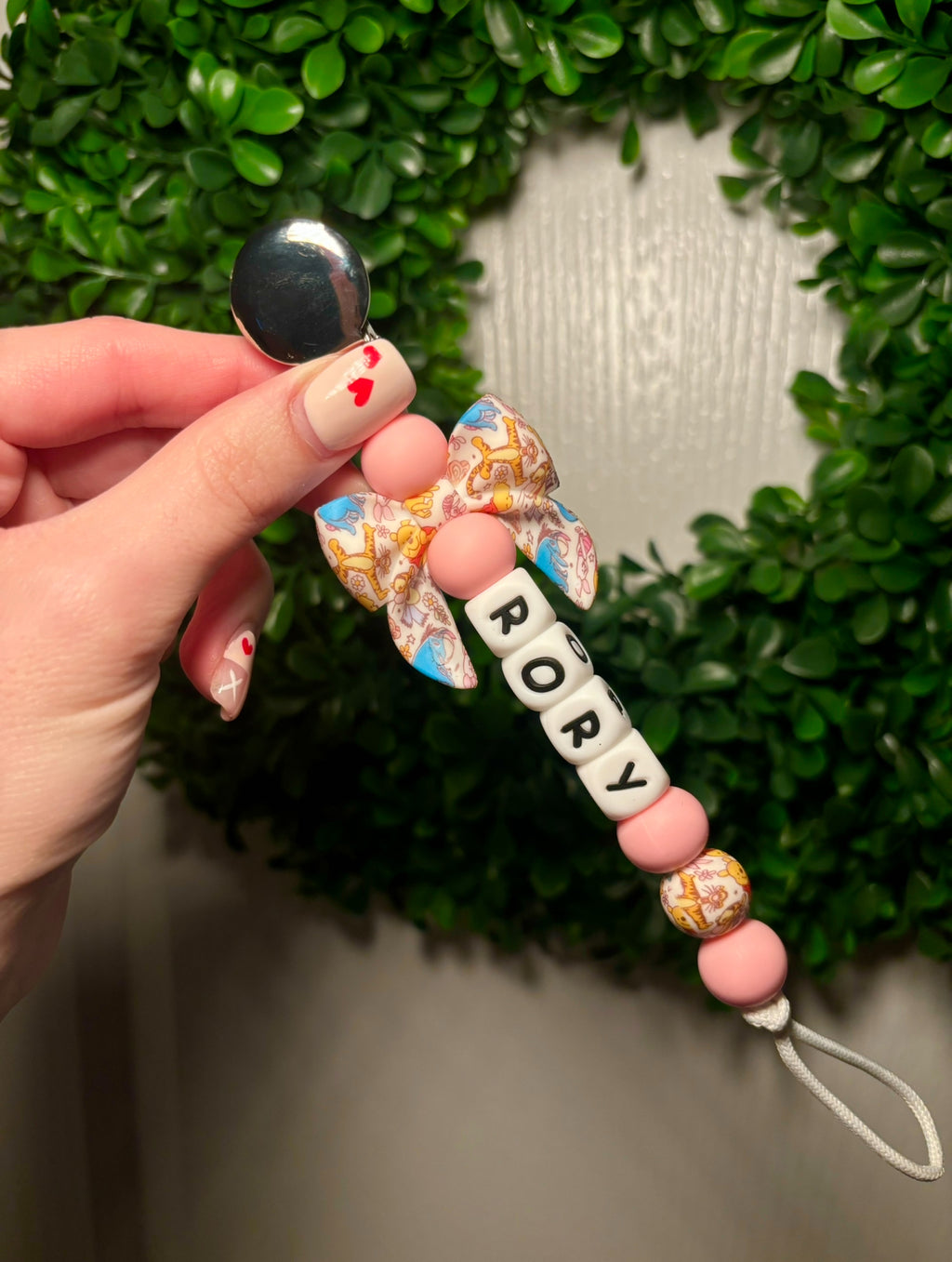 Pooh Bow Paci Teething Clip