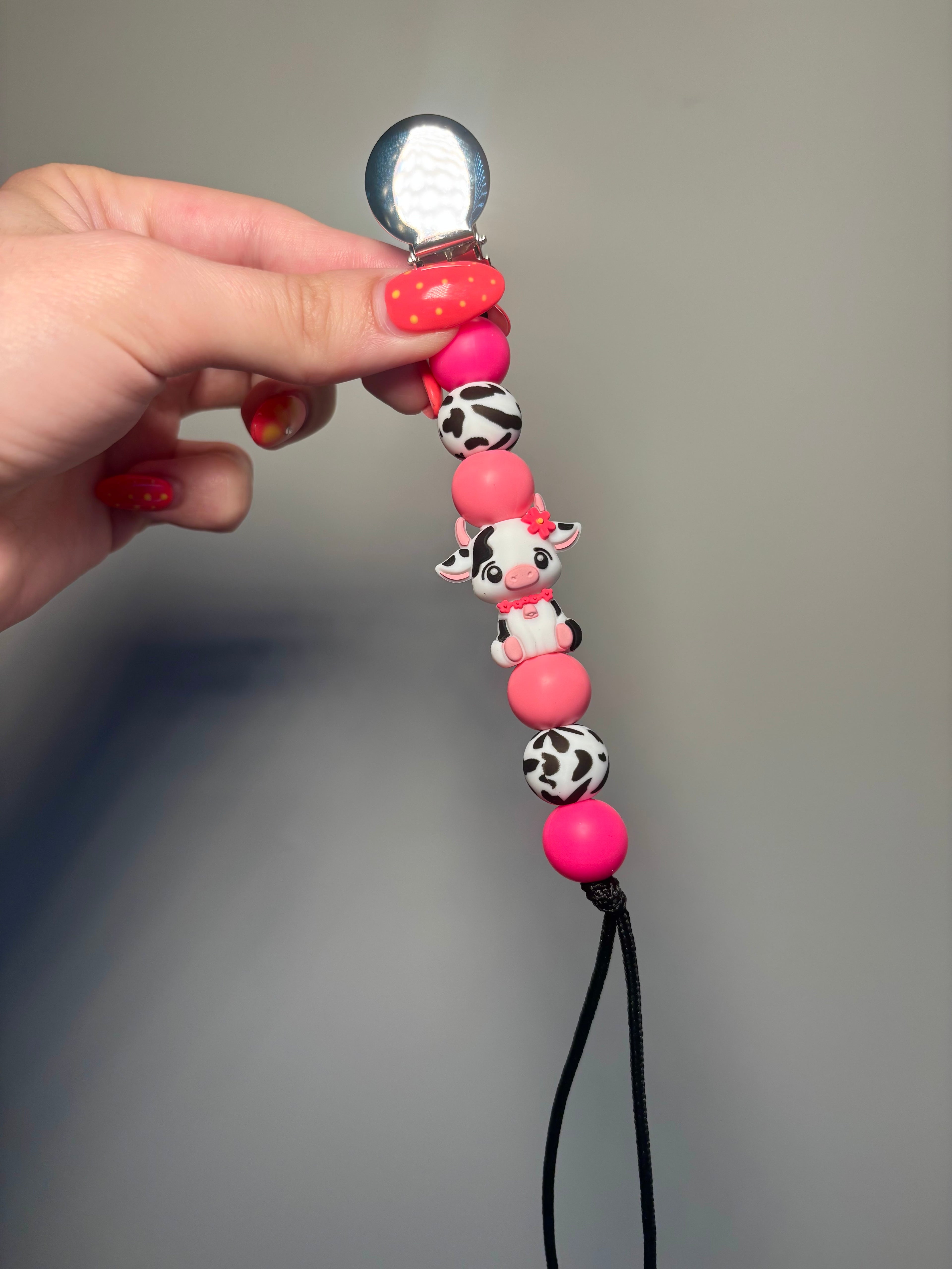 Flower Cow Paci Teething Clip