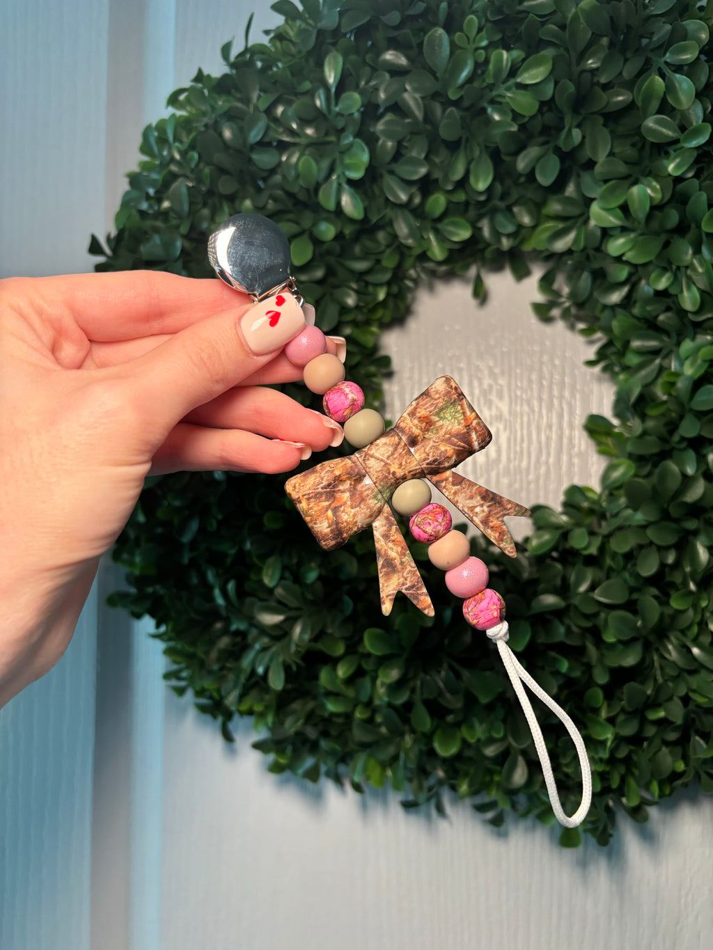 Camo Bow Paci Teething Clip