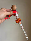 Floral Fall Pumpkin Paci Teething Clip