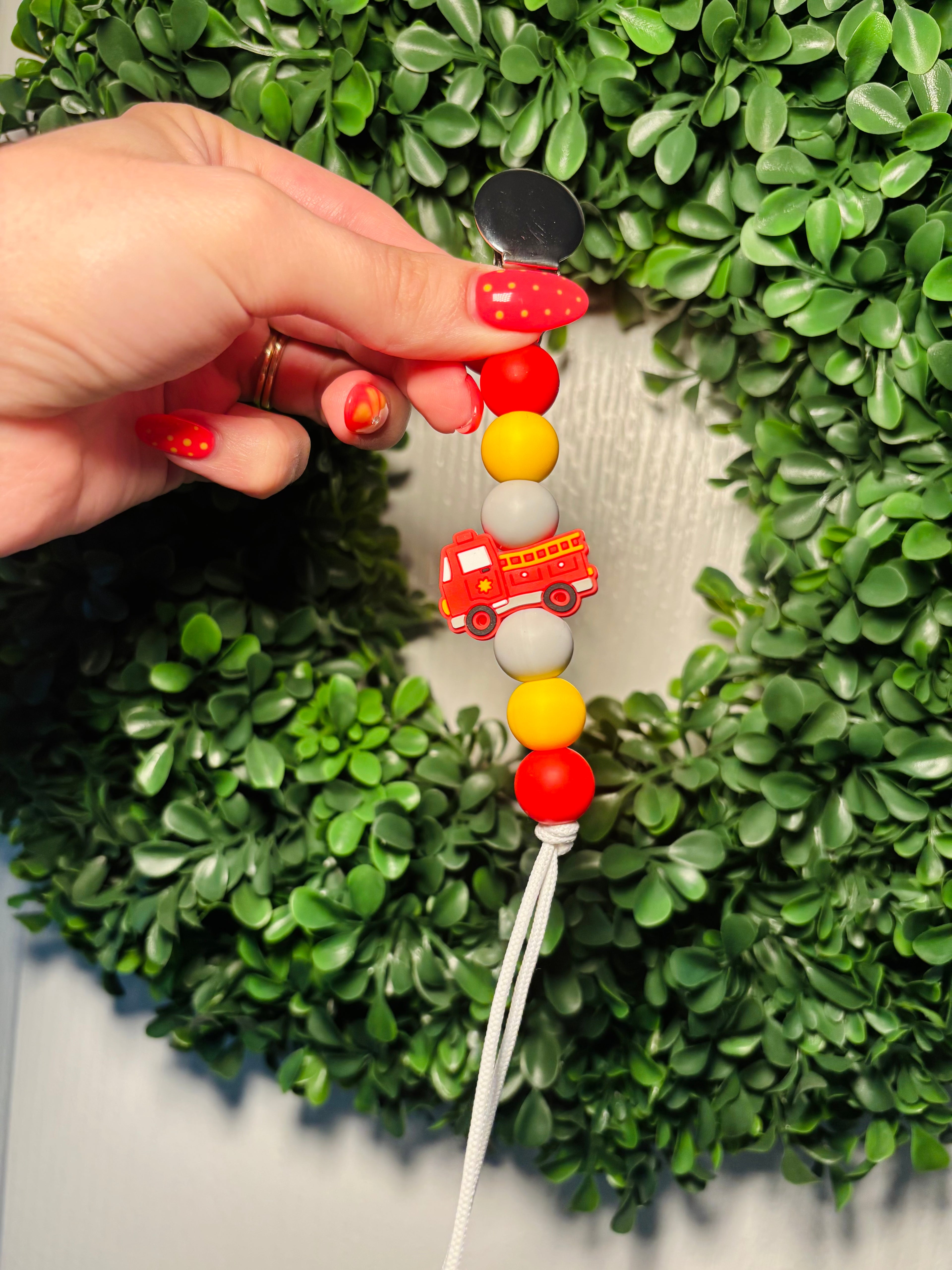 Fire Truck Paci Teething Clip