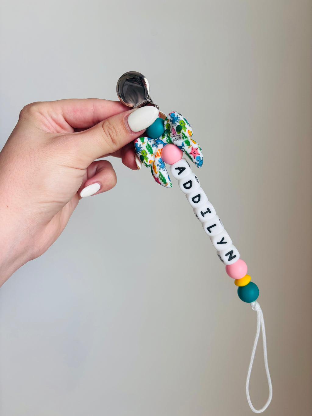 Sea Life Bow Paci Teething Clip
