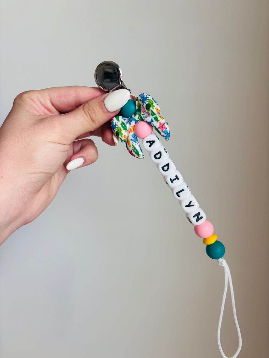 Sea Life Bow Paci Teething Clip