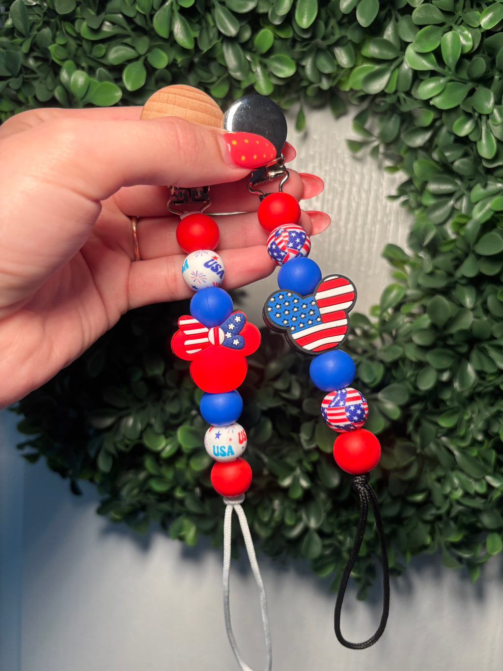 Patriotic Mouse Paci Teething Clip