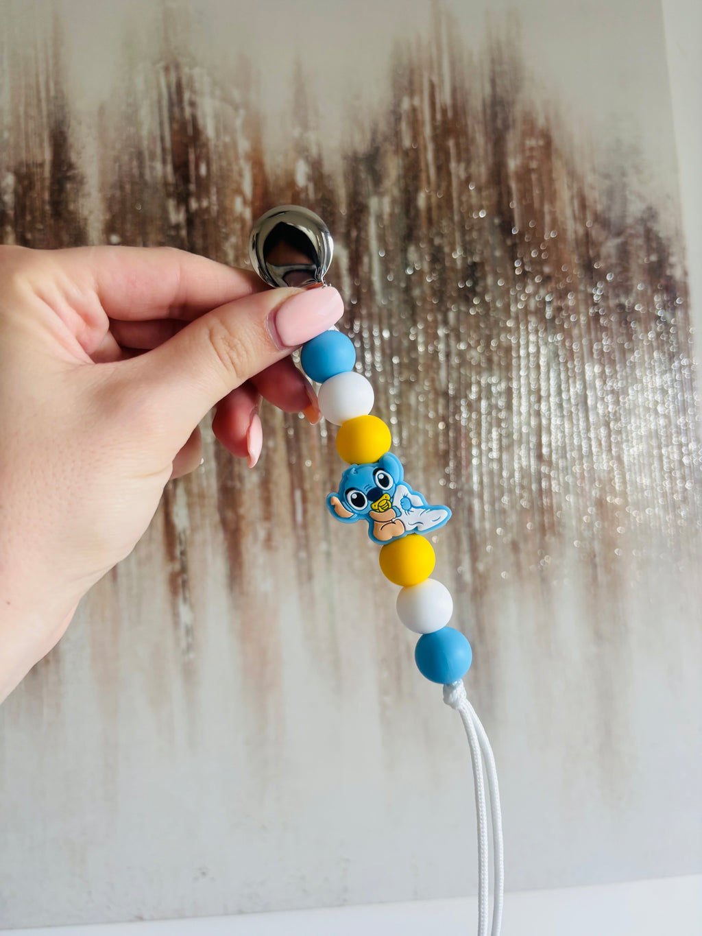 Baby blue alien Paci teething clip