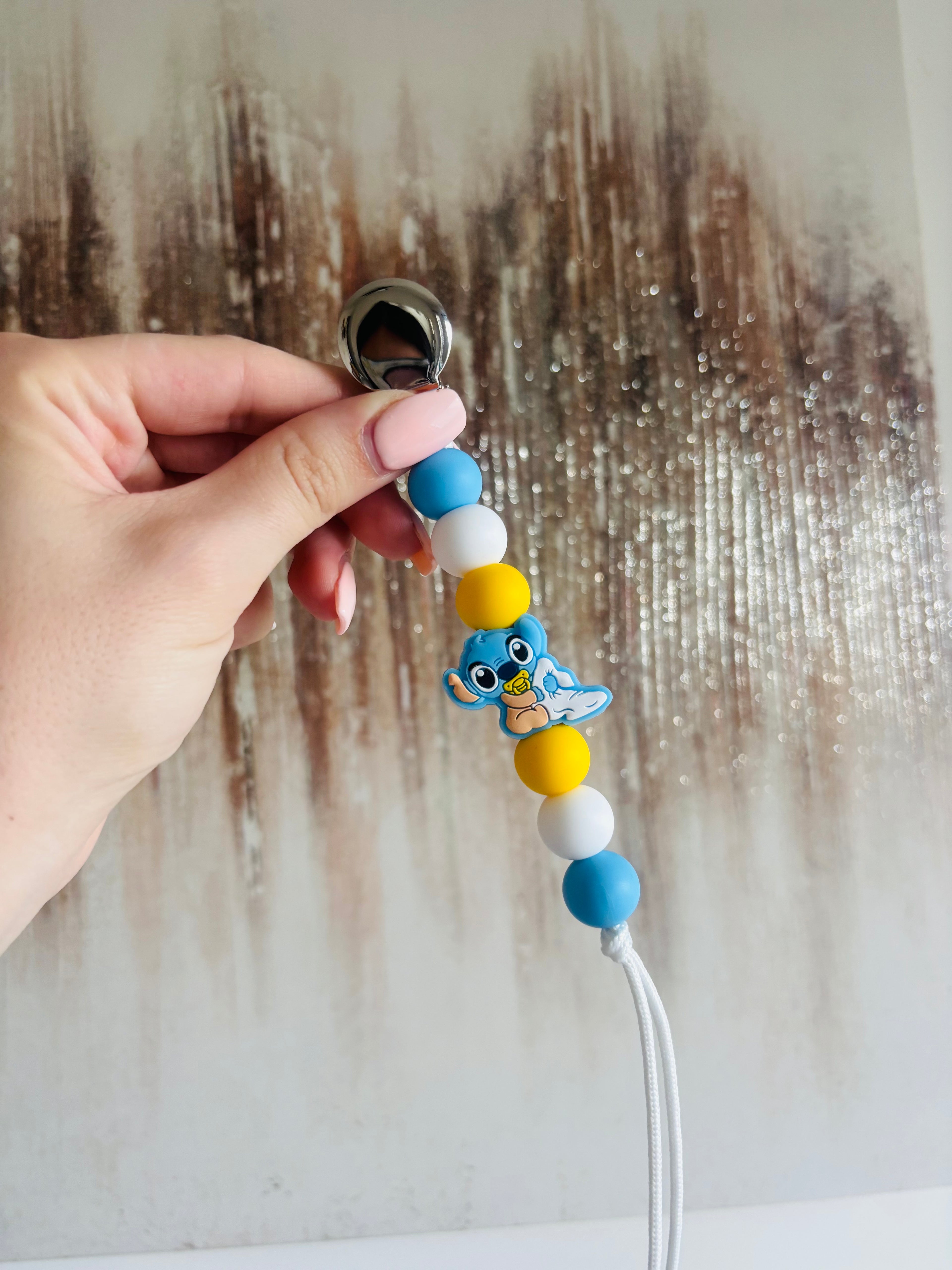 Baby blue alien Paci teething clip
