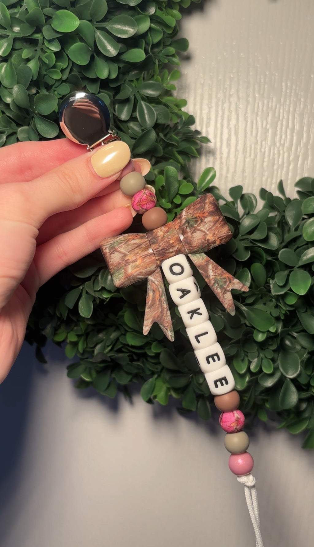 Camo Bow Paci Teething Clip