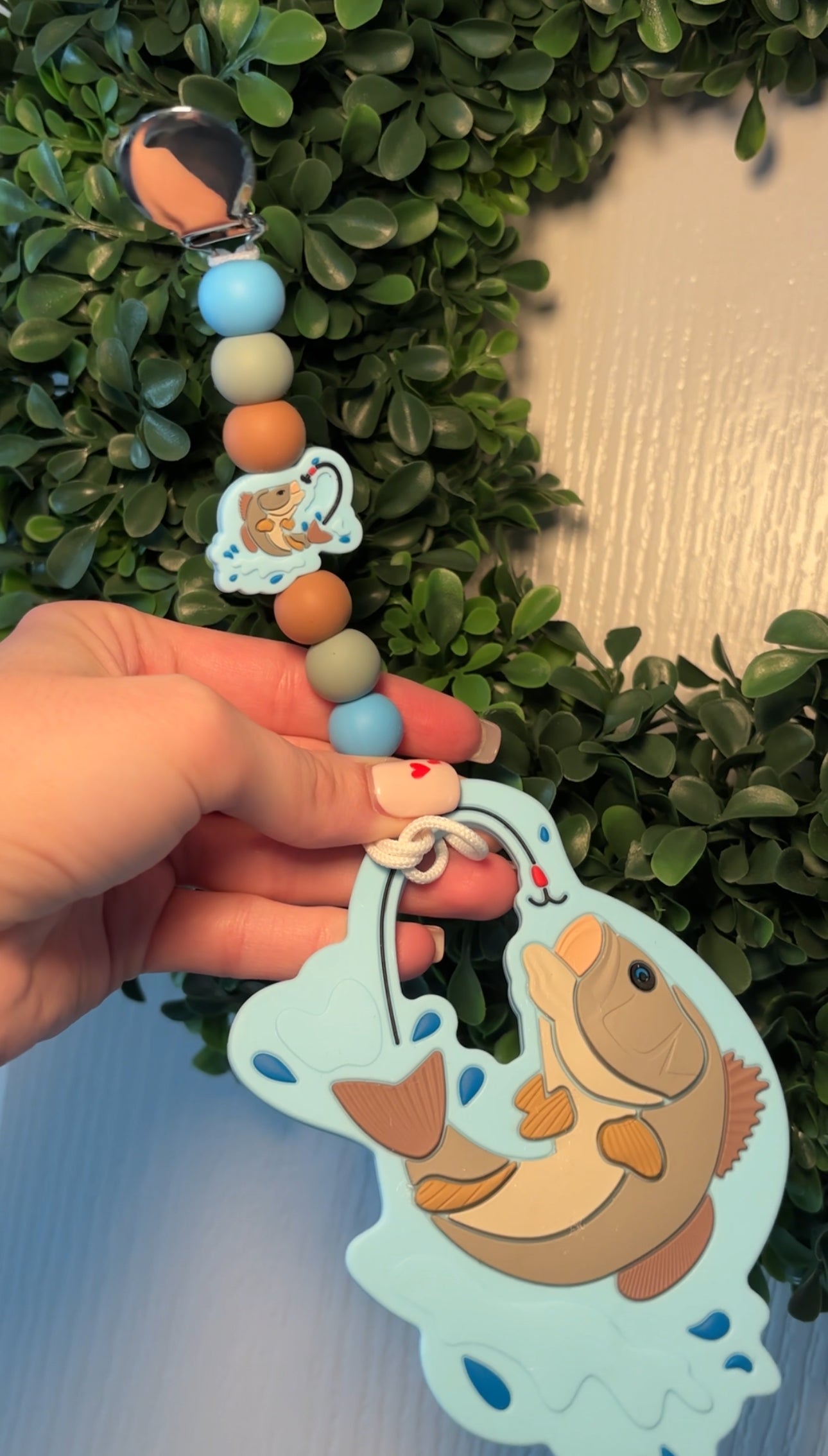 Blue Bass Paci Teething Clip & Teether