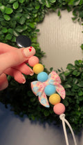 Gingham Bow Paci Teething Clip