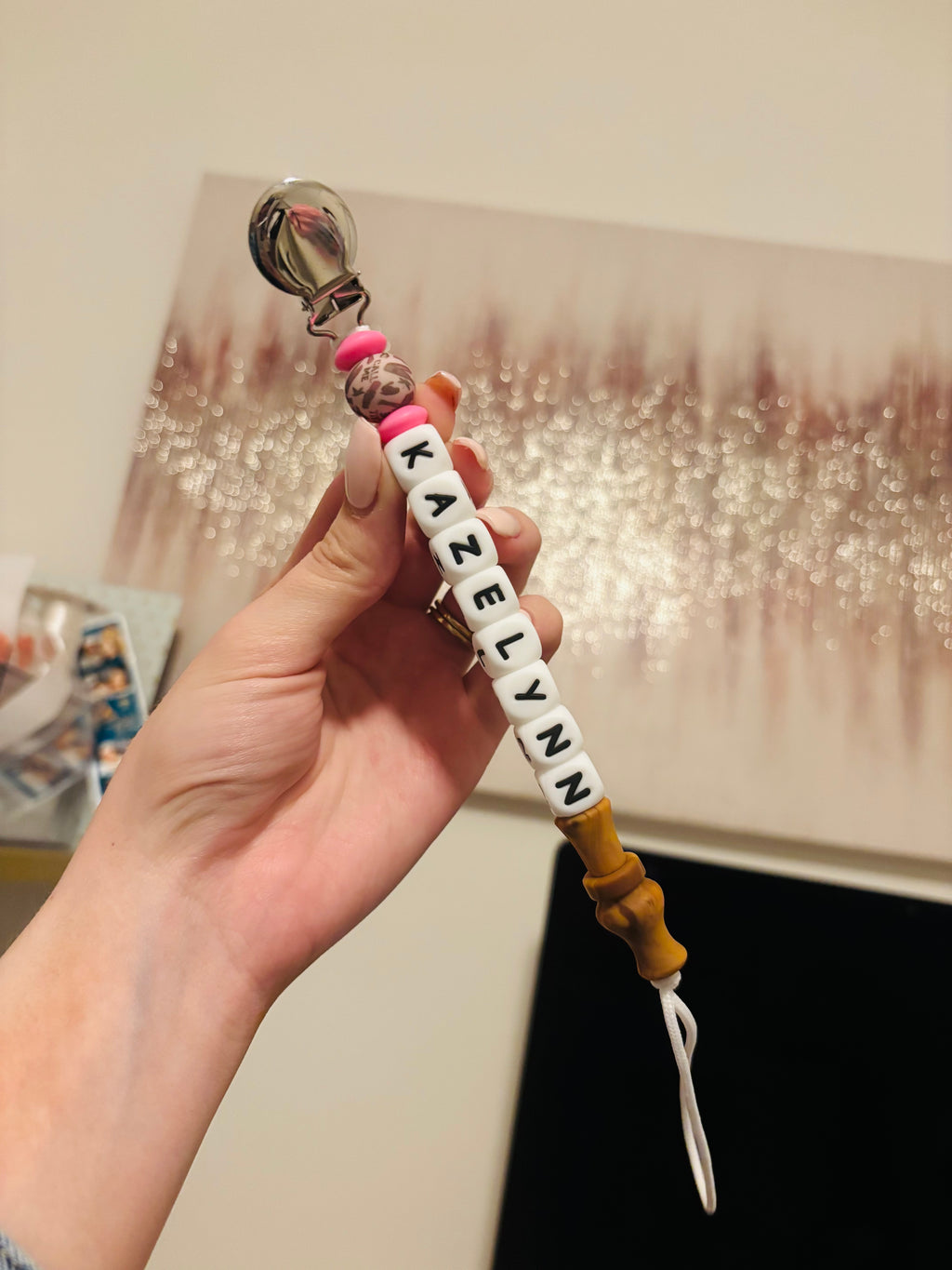 Pink Duck Call Paci Teething Clip