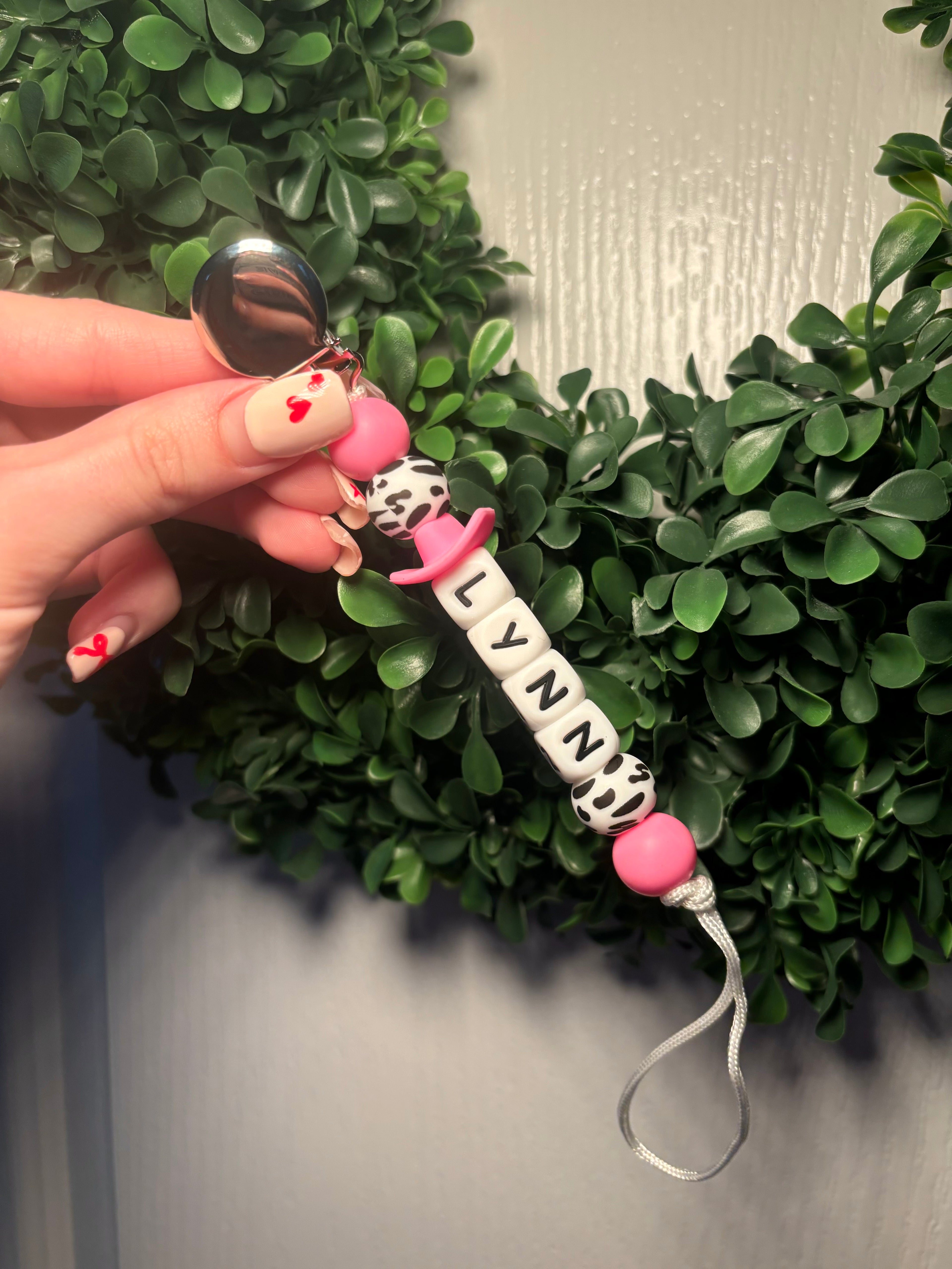 Custom Name Cowboy Hat Paci Teething Clip