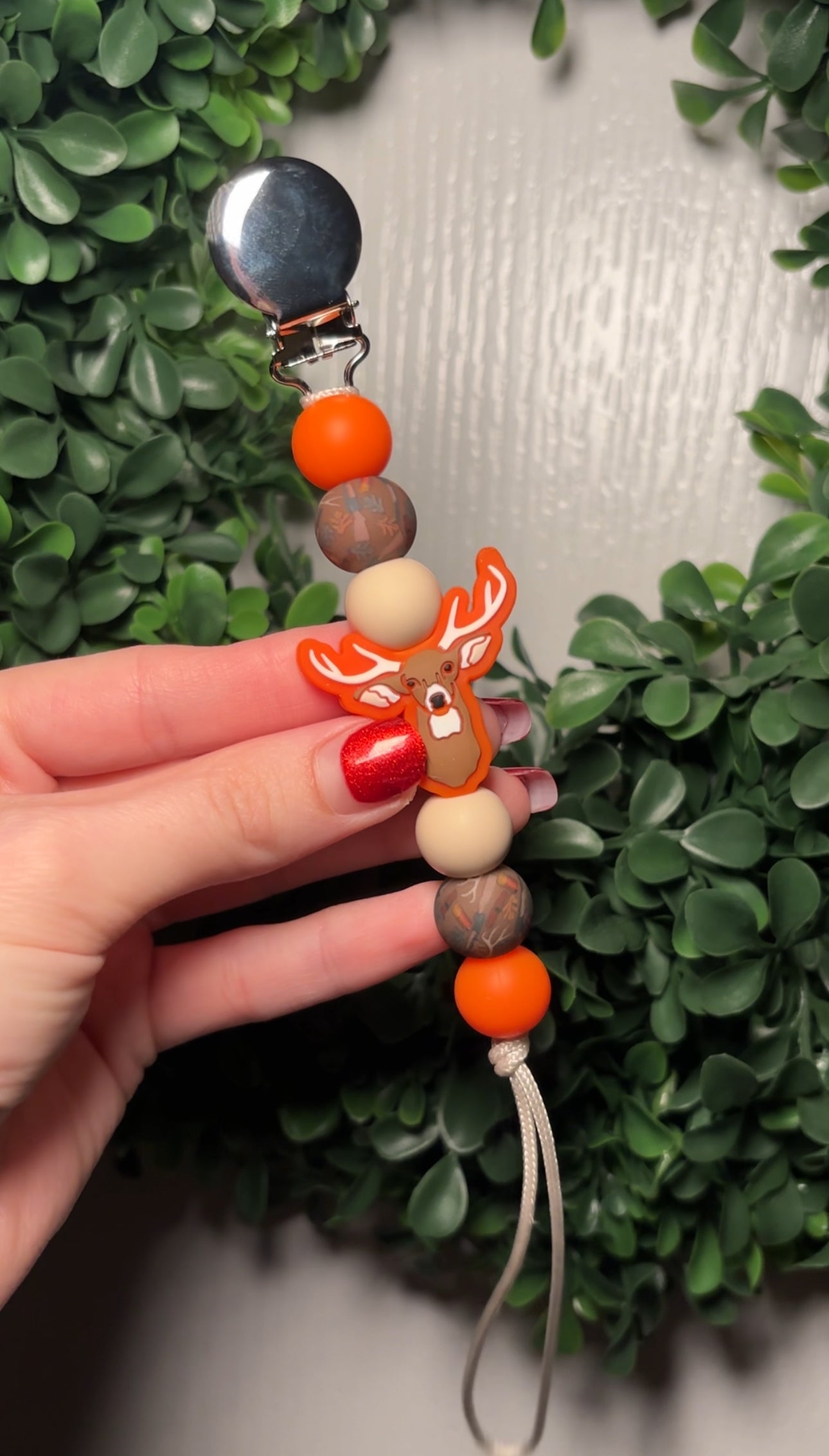 Orange Deer Paci Teething Clip