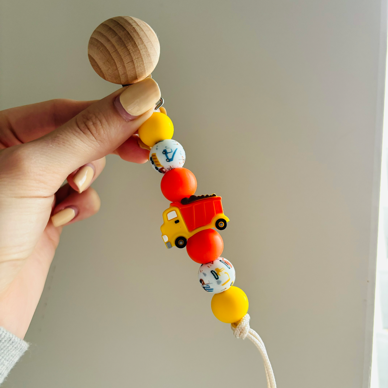 Dump Truck Paci Teething Clip