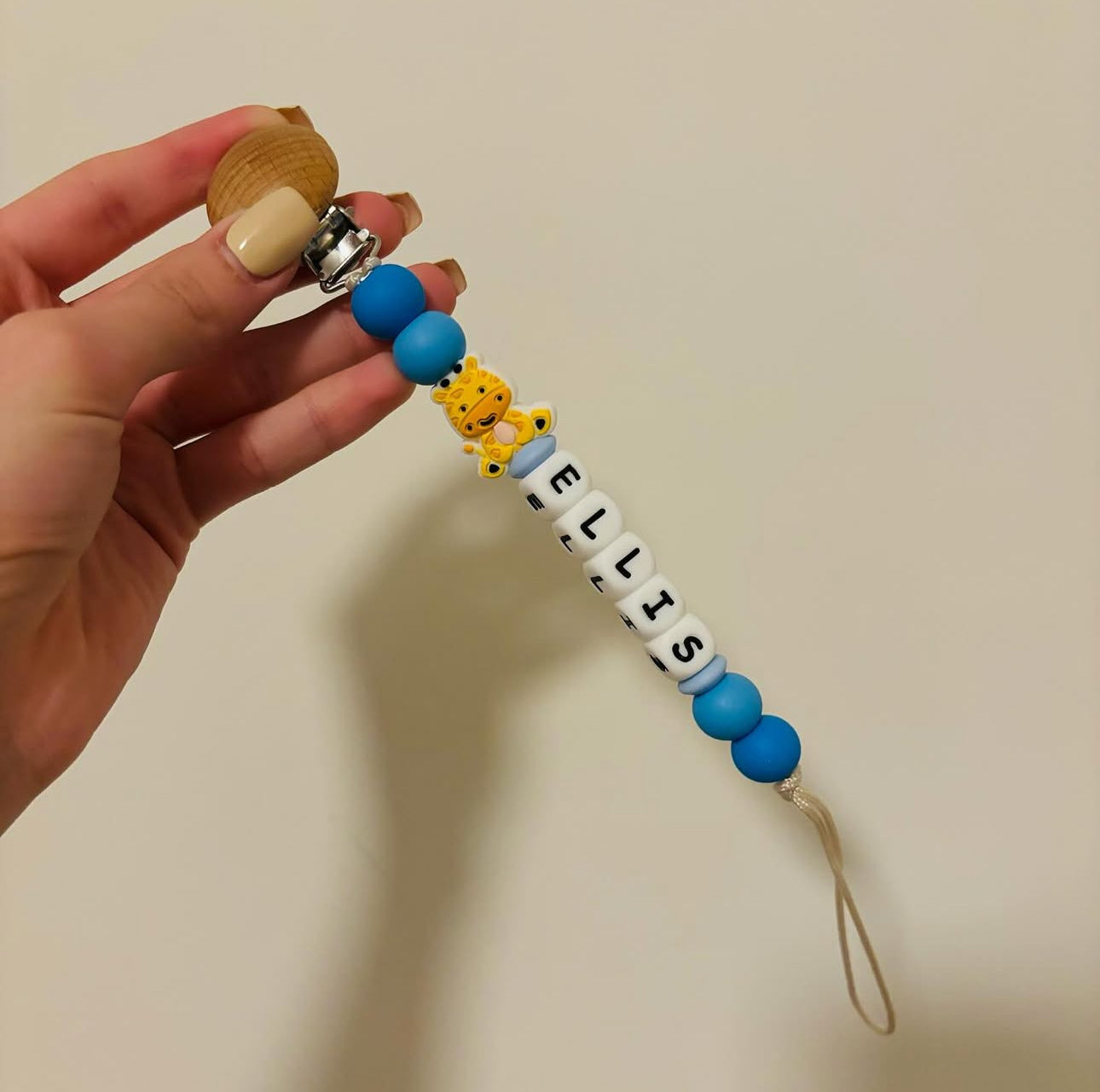 Custom Blue Safari Paci Teething Clip