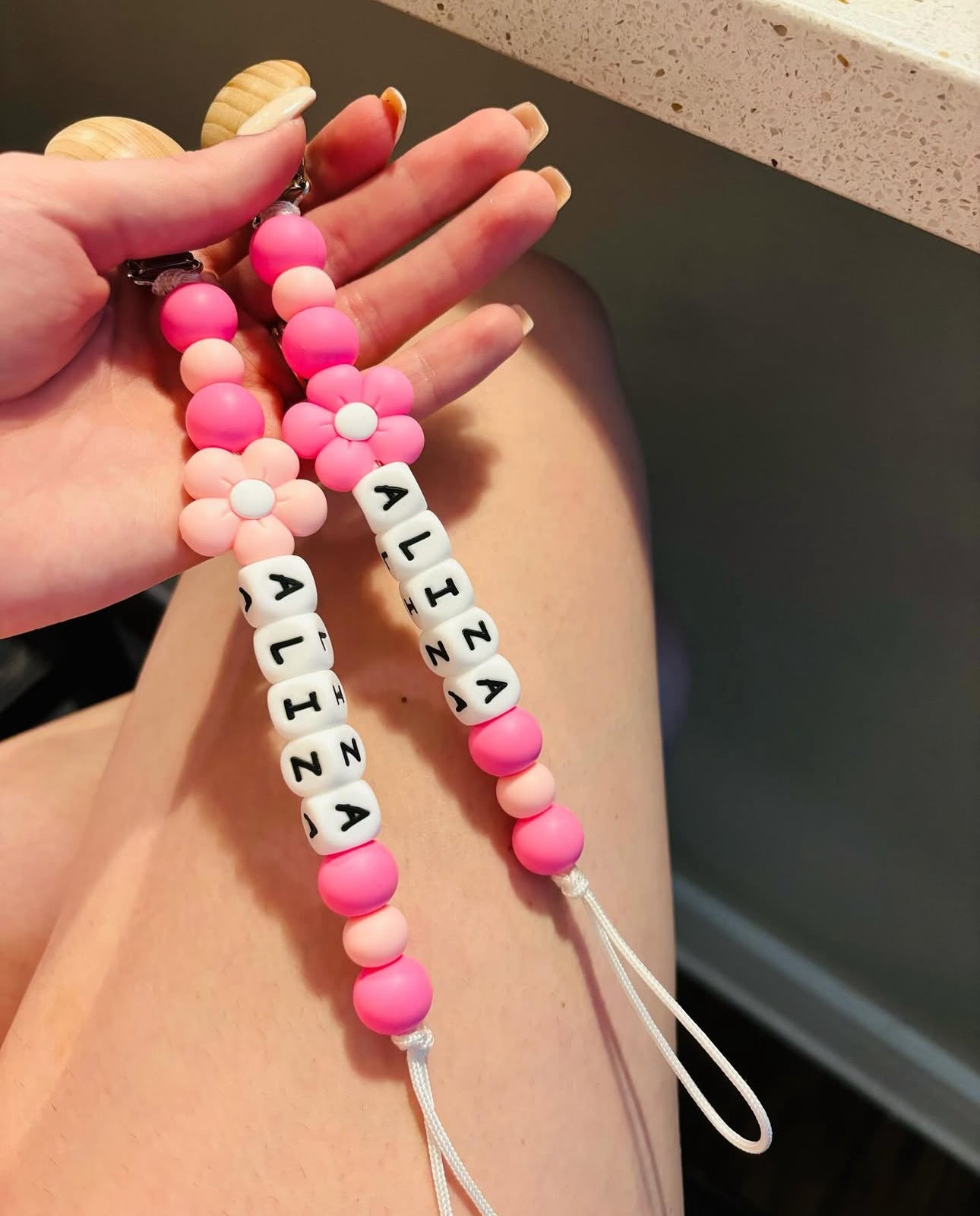 Custom Flower Paci Teething Clip