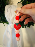 Strawberry Gingham Paci Teething Clip