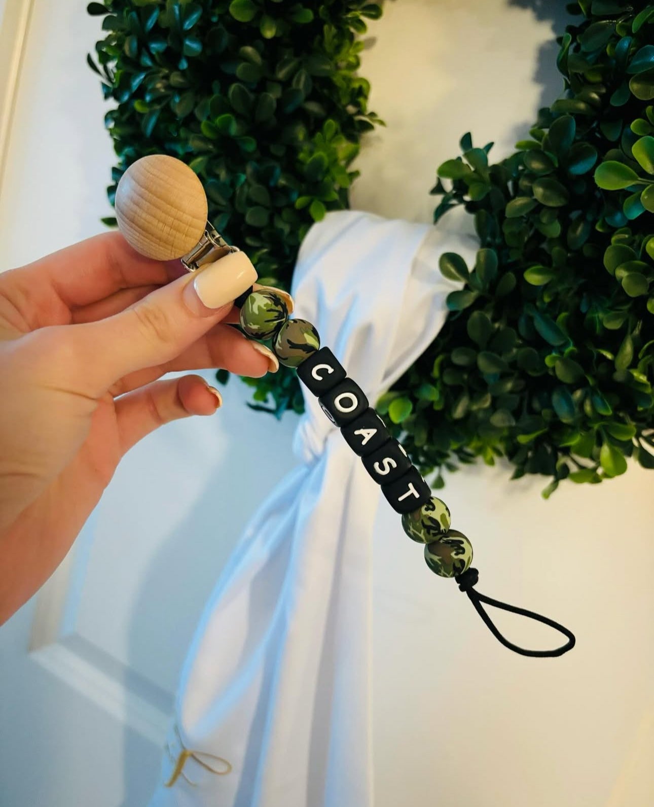 Custom Black Camo Paci Teething Clip